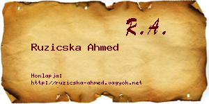 Ruzicska Ahmed névjegykártya